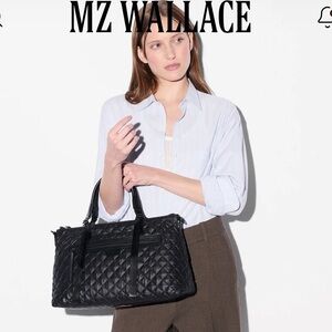 MZ Wallace medium park satchel Black Quilted Shoulder Bag nwt! New launch!